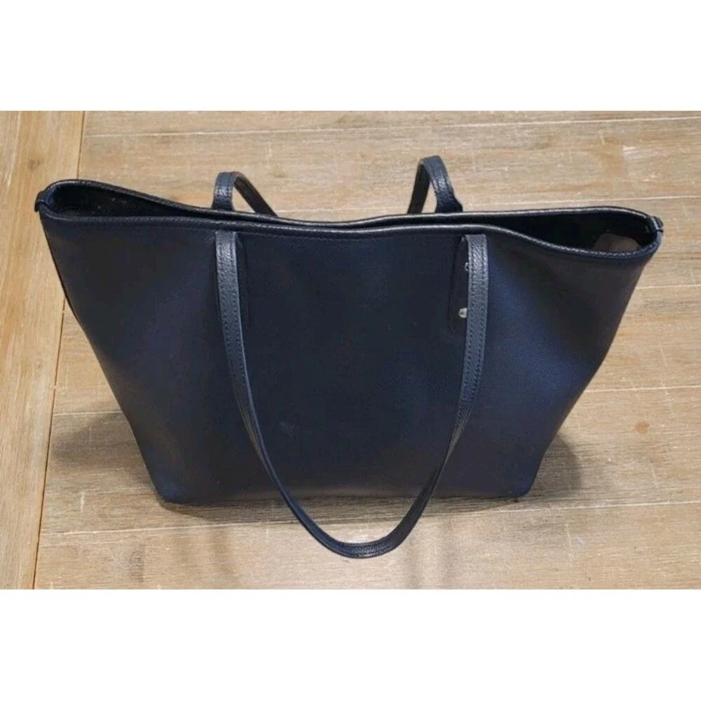 Coach Black Leather Tote Bag Shoulder Bag Gold Logo Large Classic